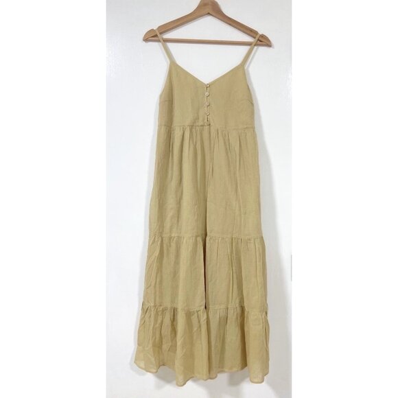 Uniqlo Crinkle Cotton Camisole Dress Tiered Flowy Yellow Size XXS (fits XS) NWT - Picture 2 of 6